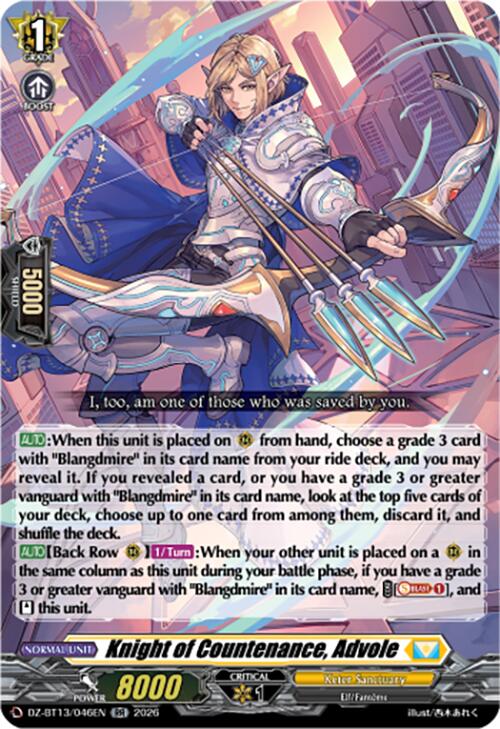Knight of Countenance, Advole (DZ-BT13/046EN) [Parallactic Clash]