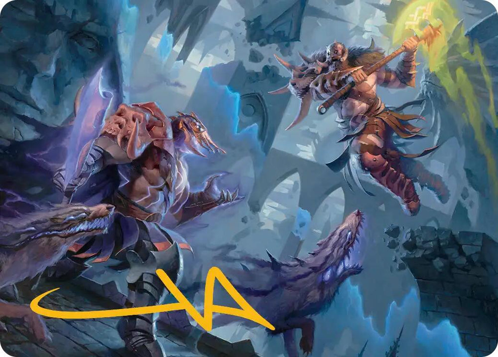 Garruk, Veiled Butcher // Garruk, Curse Breaker Art Card (Gold-Stamped Signature) [Reality Fracture Art Series]