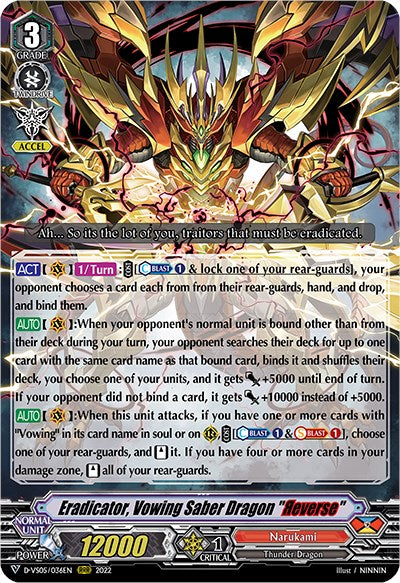 Eradicator, Vowing Saber Dragon "Reverse" (D-VS05/036EN) [V Clan Collection Vol.5]
