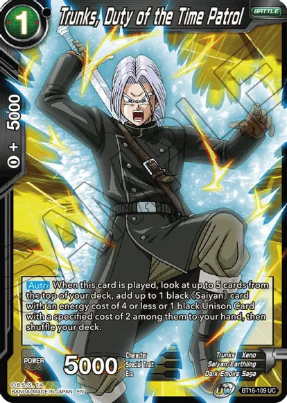 Trunks, Duty of the Time Patrol (BT16-109) [Realm of the Gods]