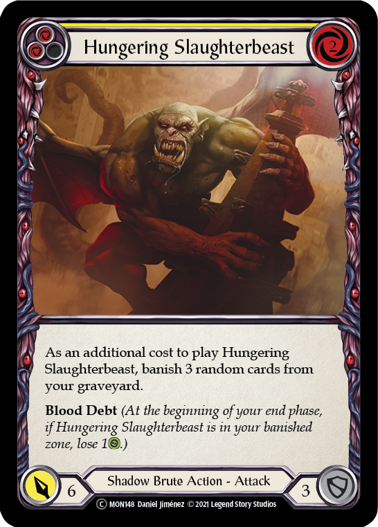 Hungering Slaughterbeast (Yellow) [U-MON148-RF] (Monarch Unlimited)  Unlimited Rainbow Foil